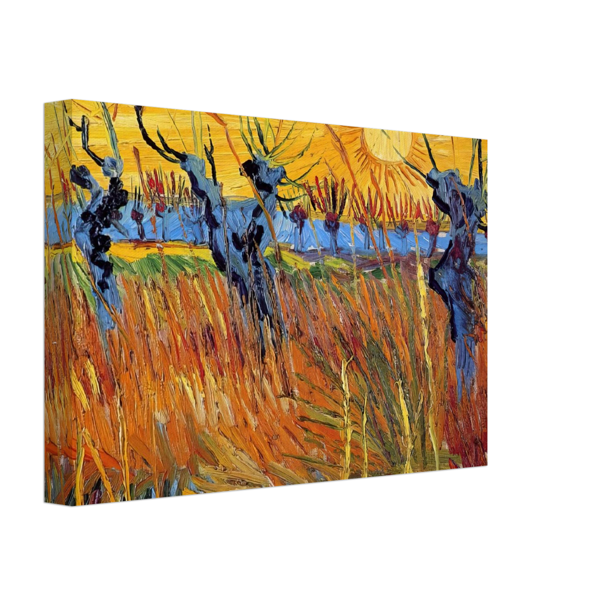 Vincent van Gogh - Pollard Willows and Setting Sun Canvas - 40x60 cm / 16x24 inches-canvas