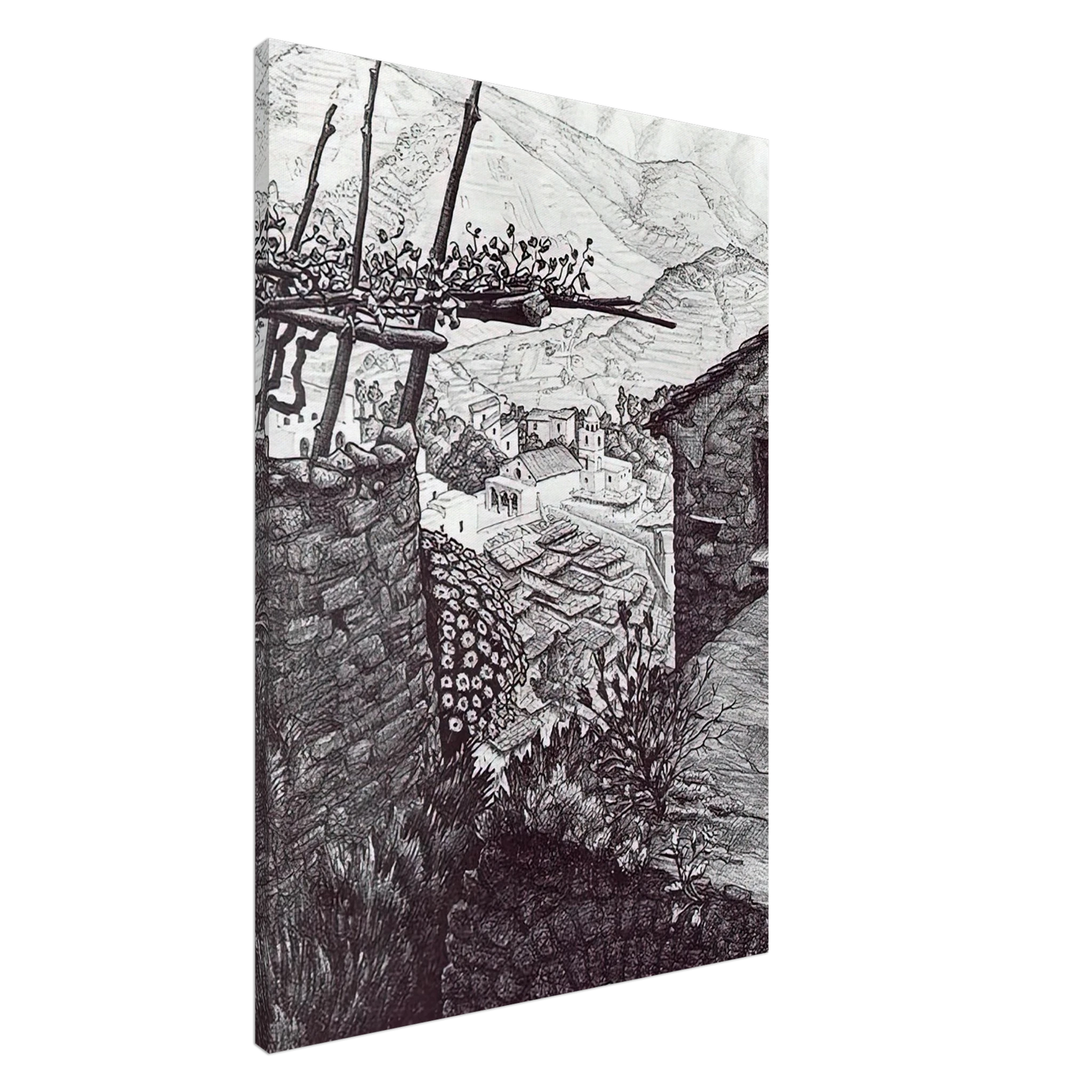 MC Escher - THE HAMLET OF TURELLO SOUTHERN ITALY Canvas - 20x30 cm / 8x12 inches-canvas