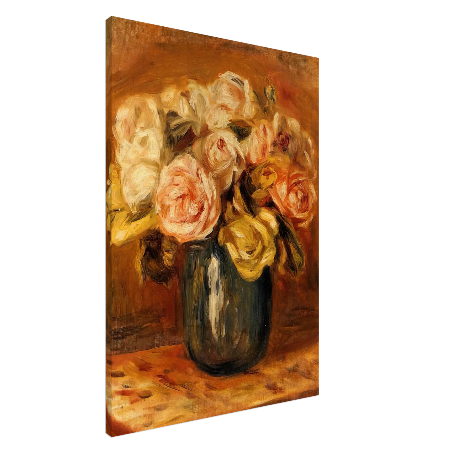 Pierre-Auguste Renoir - Roses in a Blue Vase Canvas - 20x30 cm / 8x12 inches-canvas