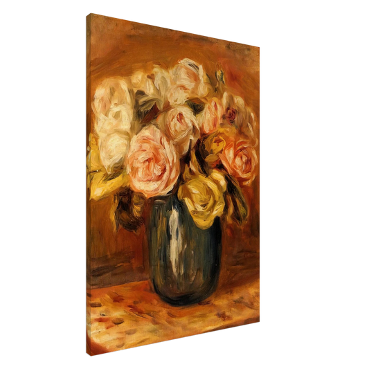 Pierre-Auguste Renoir - Roses in a Blue Vase Canvas - 20x30 cm / 8x12 inches-canvas