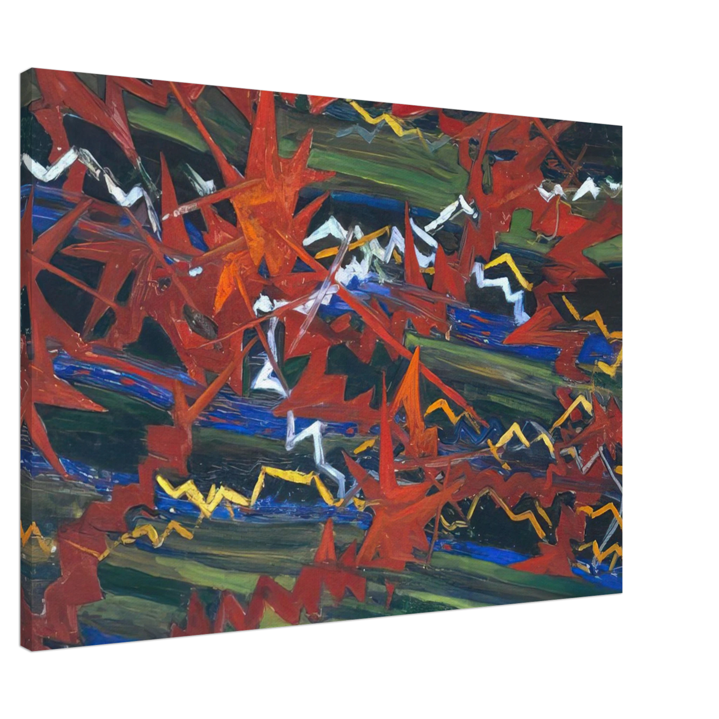 Gerardo Dottori - Explosion of Red on Green Canvas - 20x30 cm / 8x12 inches-canvas