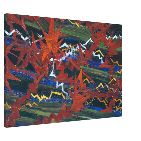 Gerardo Dottori - Explosion of Red on Green Canvas - 20x30 cm / 8x12 inches-canvas
