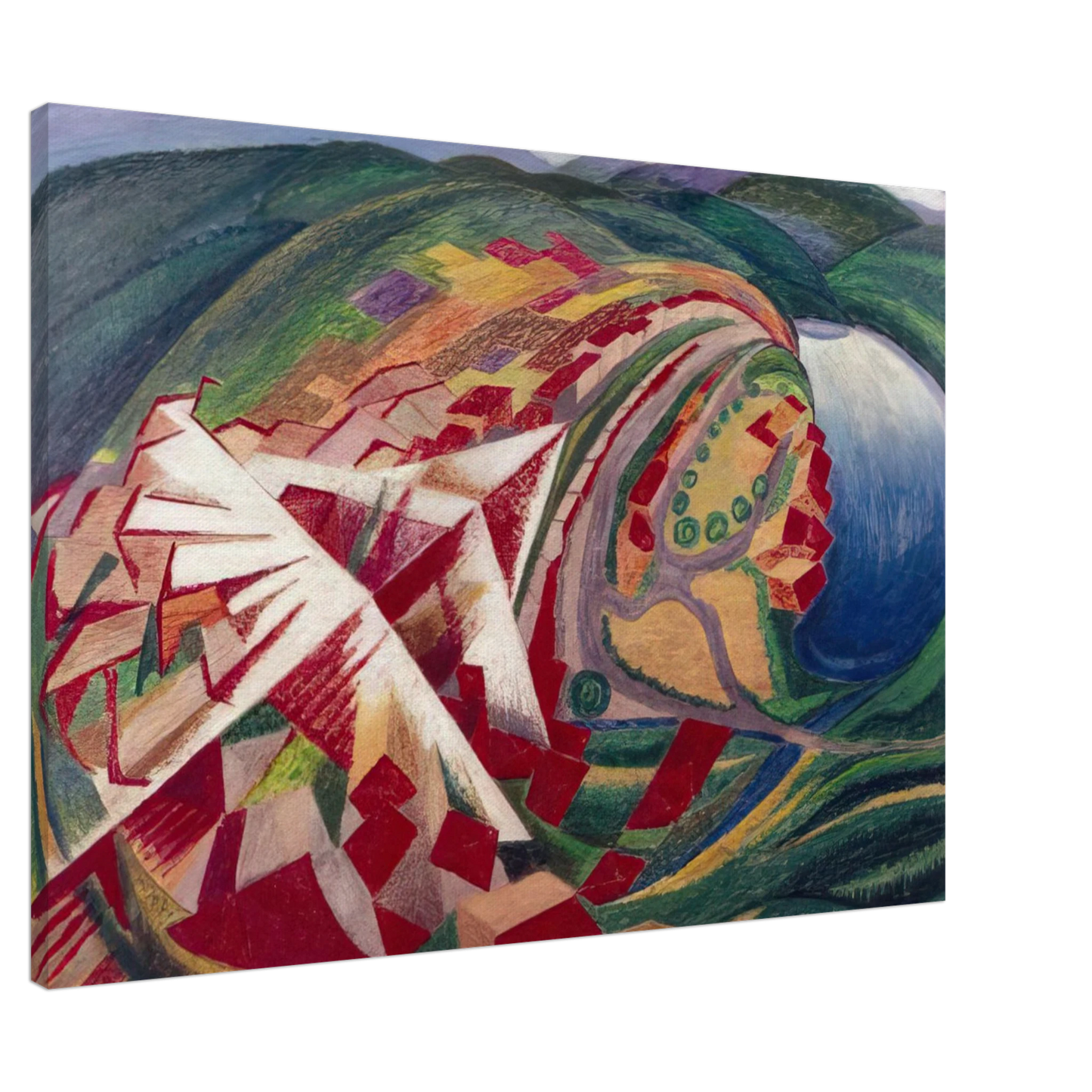 Gerardo Dottori - Volo su paese o Studio per A 300 Km sulla citta - 1930 Canvas - 20x30 cm / 8x12 inches-canvas