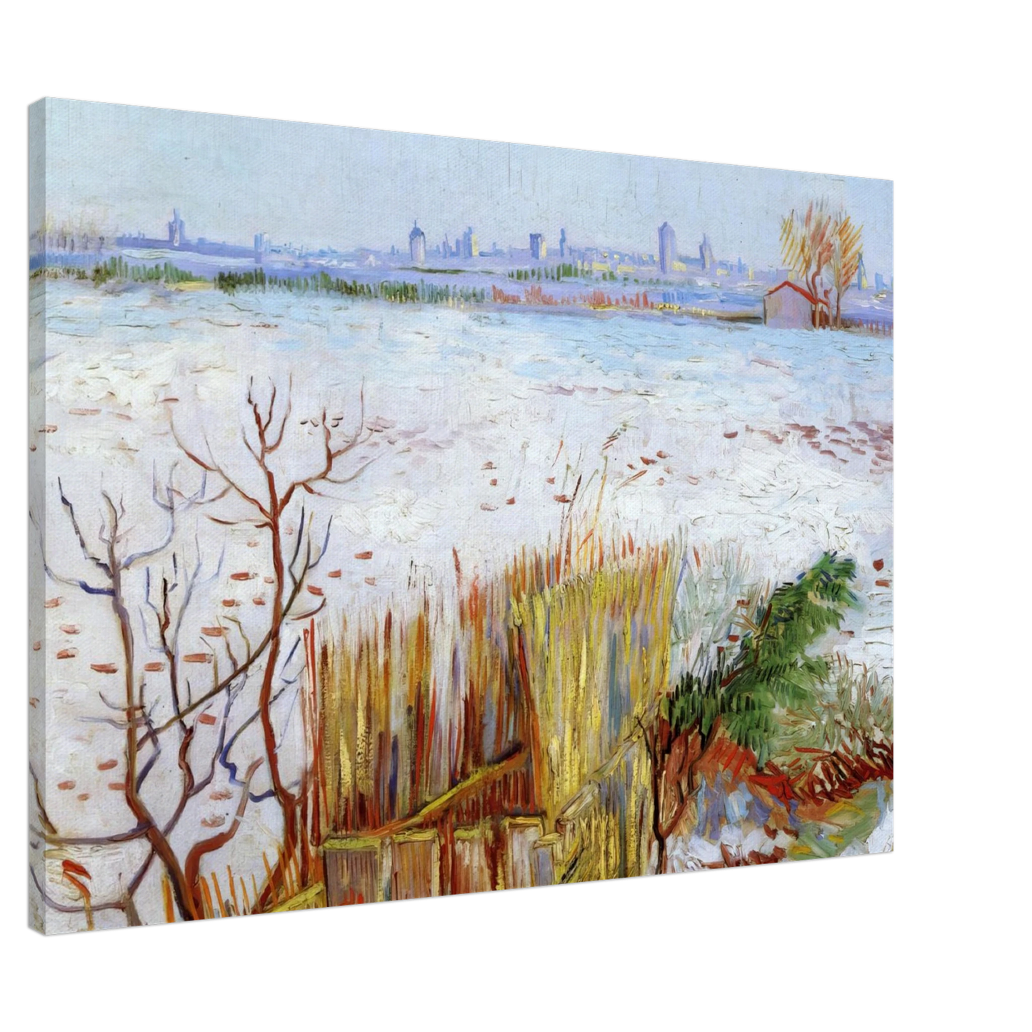 Vincent van Gogh - Snowy Landscape with Arles in the Background Canvas - 20x30 cm / 8x12 inches-canvas