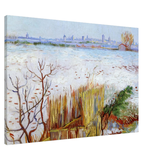 Vincent van Gogh - Snowy Landscape with Arles in the Background Canvas - 20x30 cm / 8x12 inches-canvas
