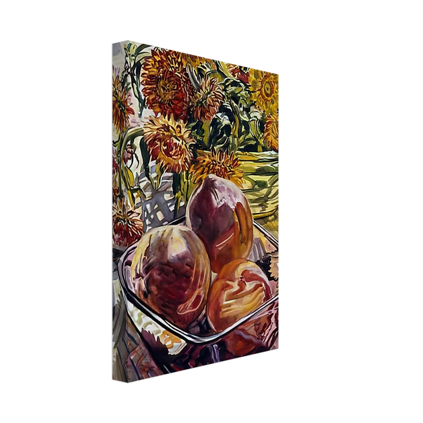 Janet Fish - PEACHES AND STRAWFLOWERS 1990 Canvas - 40x60 cm / 16x24 inches-canvas