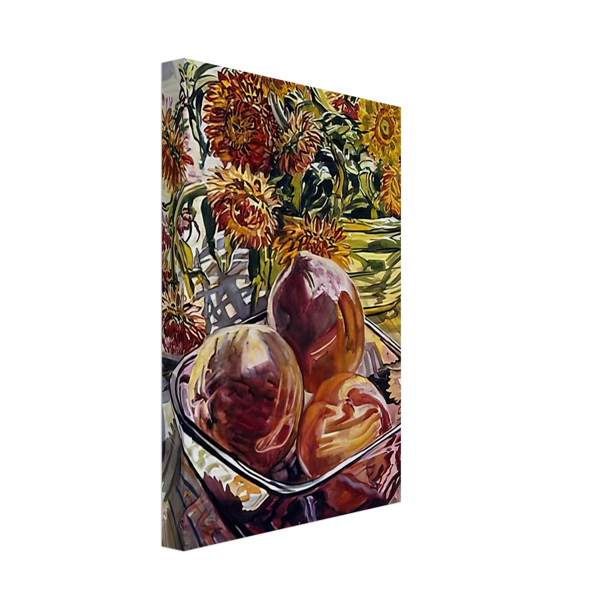 Janet Fish - PEACHES AND STRAWFLOWERS 1990 Canvas - 40x60 cm / 16x24 inches-canvas