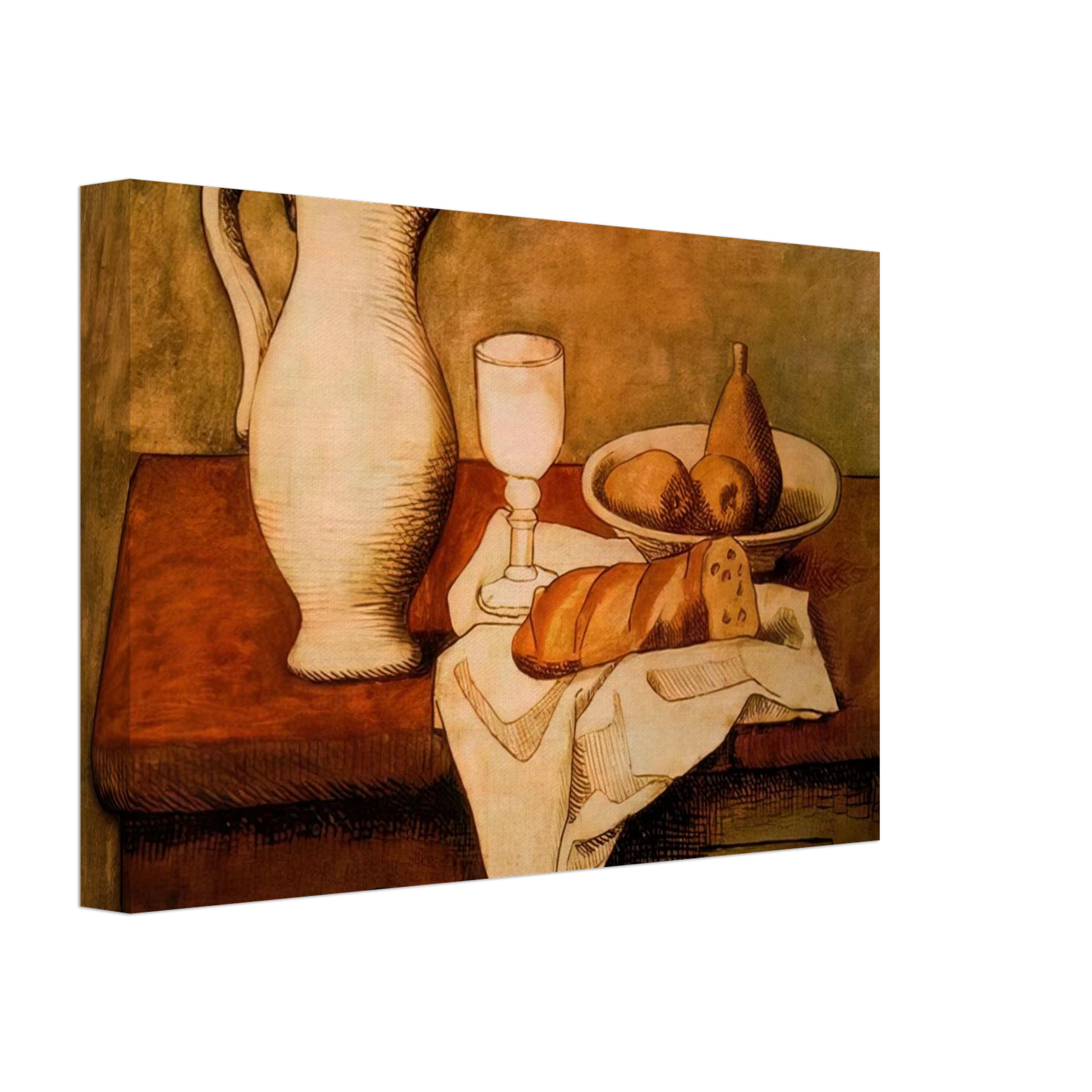 Pablo Picasso - Still life with jug and bread - 1921 Canvas - 40x60 cm / 16x24 inches-canvas