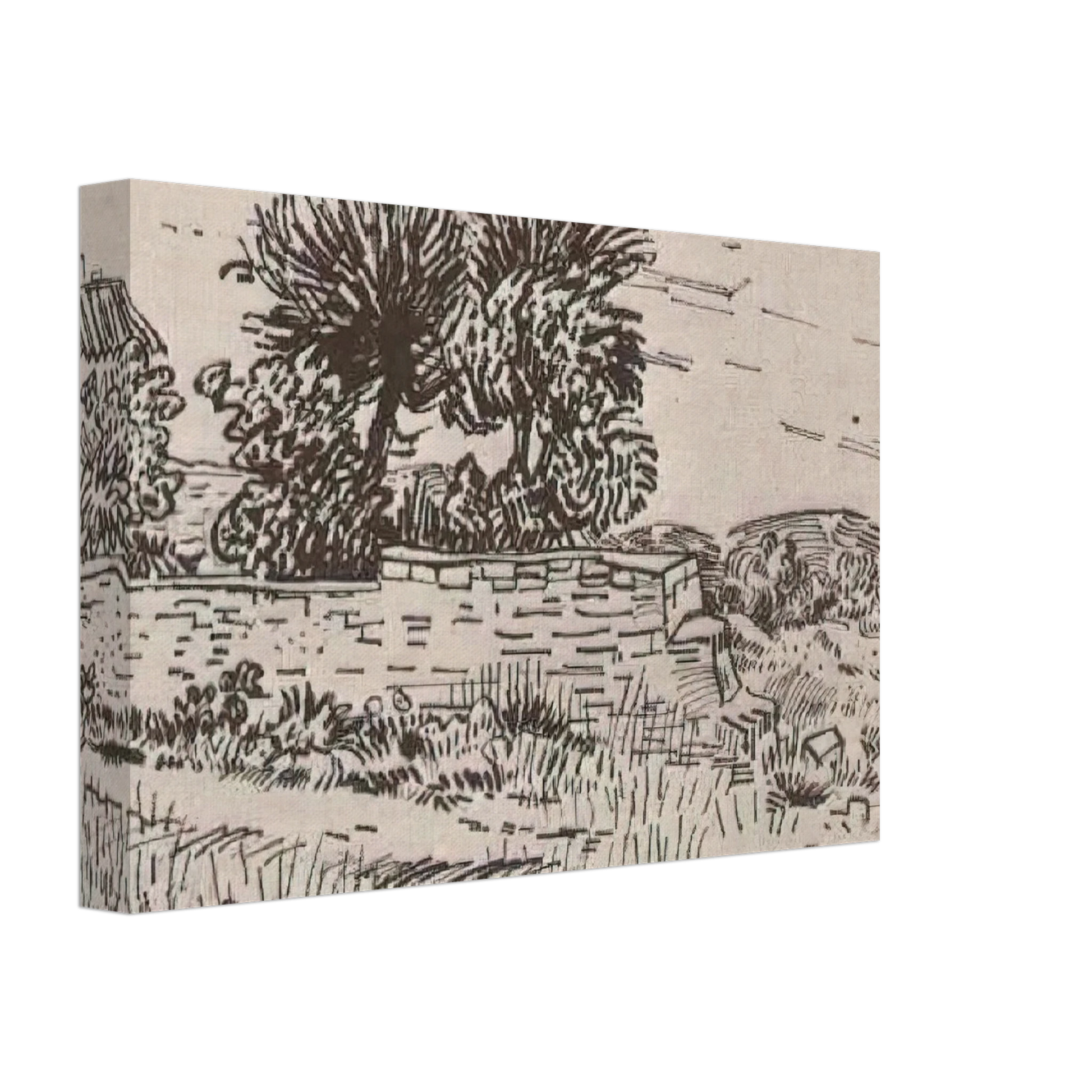 Vincent van Gogh - Landscape with the Wall of a Farm Canvas - 70x100 cm / 28x40 inches-canvas