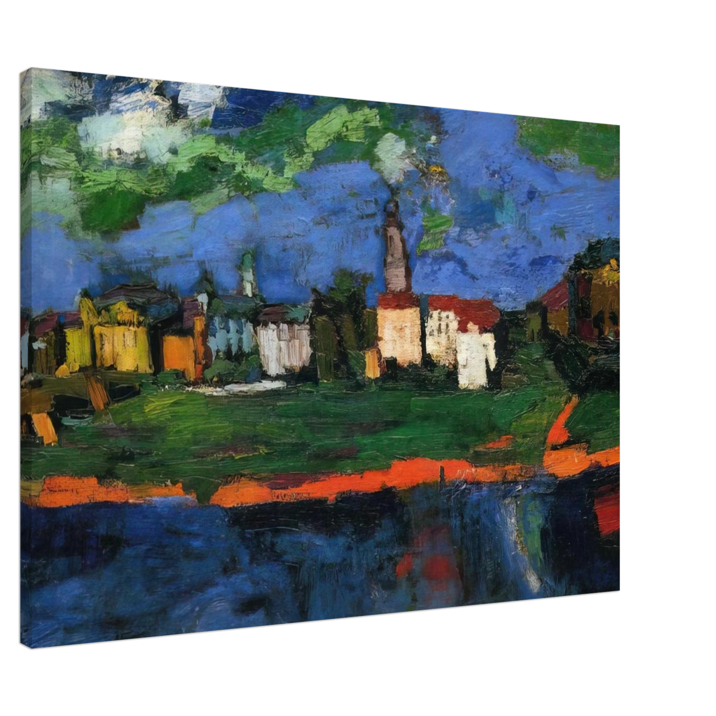 OSKAR KOKOSCHKA - THE ELBE NEAR DRESDEN Canvas - 20x30 cm / 8x12 inches-canvas