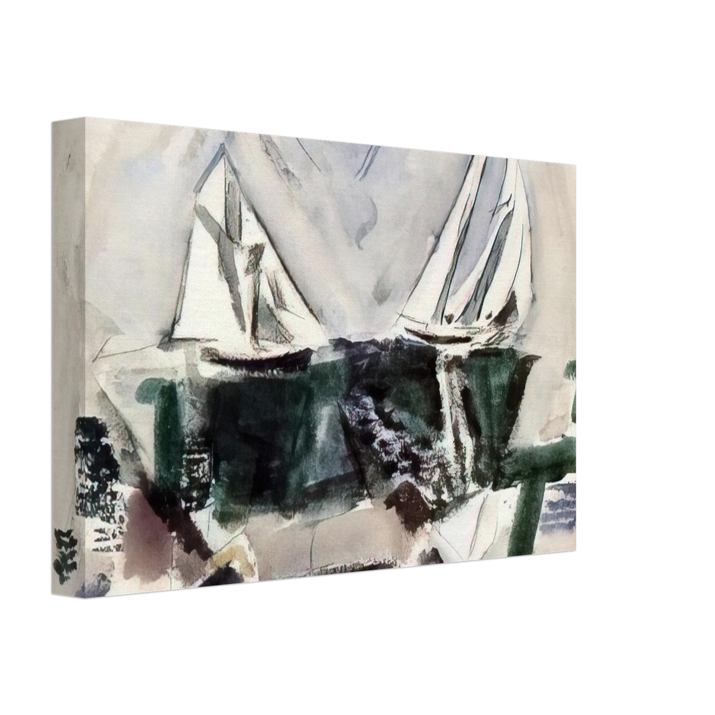 John Marin - Schooner Yachts, Deer Isle, Maine - 1928 Canvas - 70x100 cm / 28x40 inches-canvas