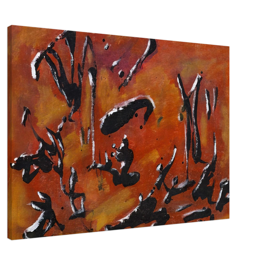 Henri Michaux - RED ABSTRACT COMPOSITION Canvas - 20x30 cm / 8x12 inches-canvas