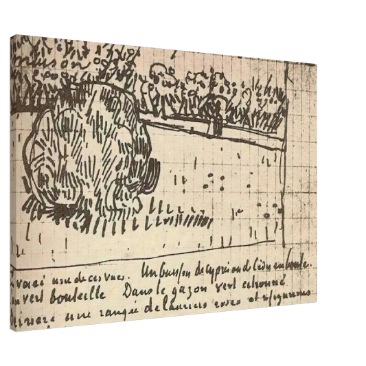 Vincent van Gogh - Round Clipped Shrub in the Public Garden Canvas - 20x30 cm / 8x12 inches-canvas