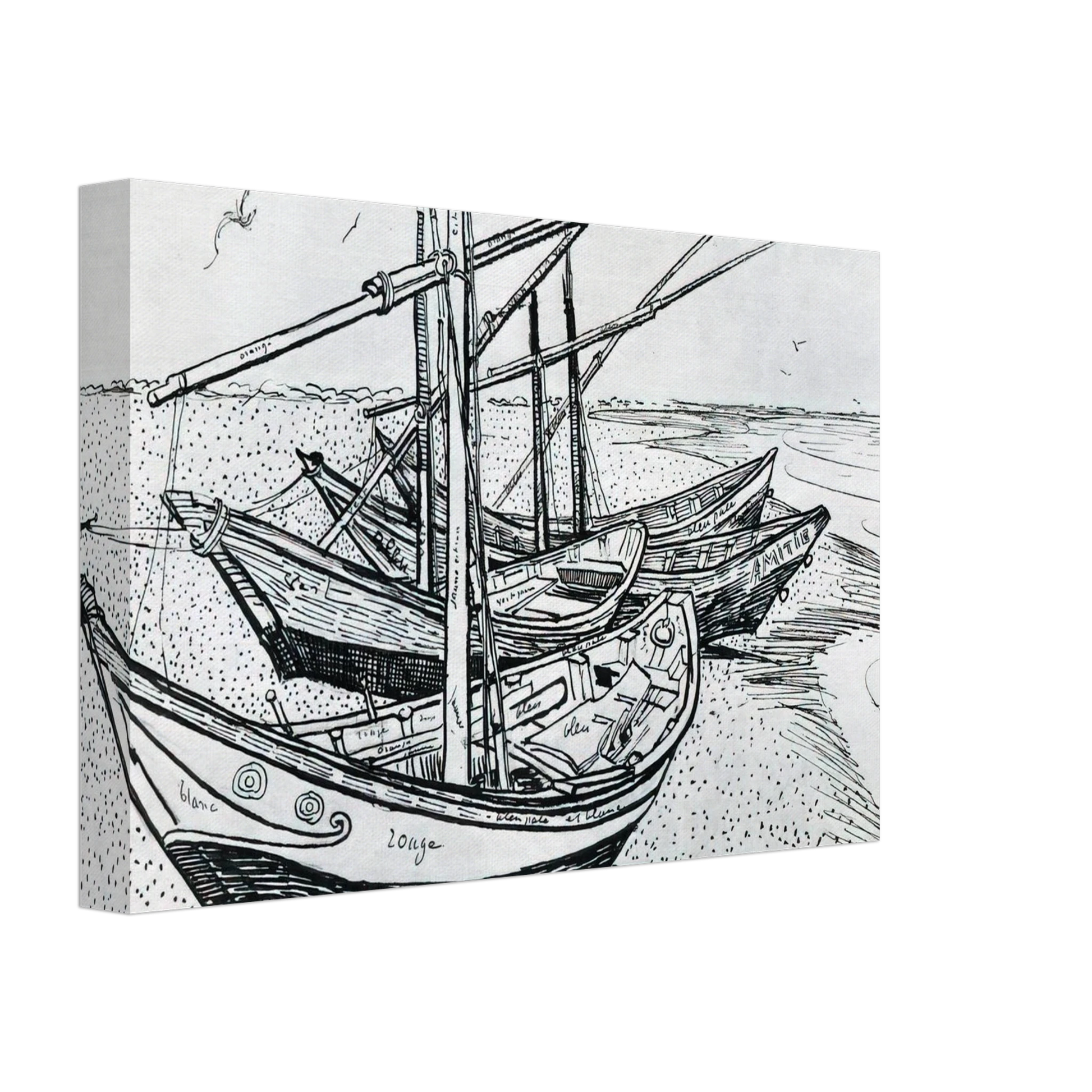 Vincent van Gogh - Fishing boats on the Beach at Les Saintes-Maries-de-la-Mer Canvas - 40x60 cm / 16x24 inches-canvas