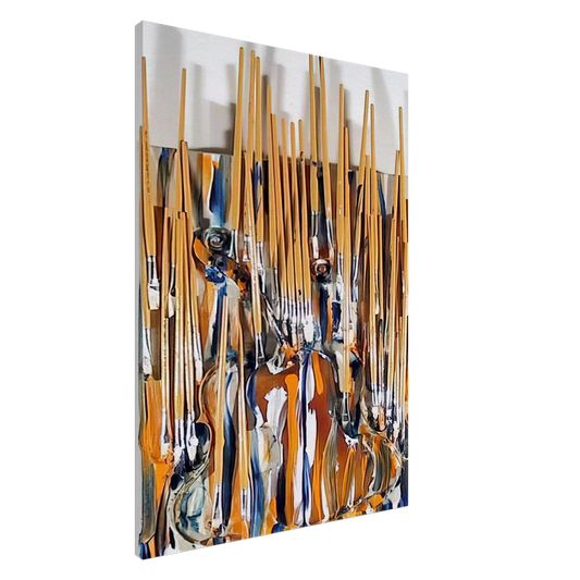 Arman - Paintbrushes  Violin - II - 1980 Canvas - 20x30 cm / 8x12 inches-canvas