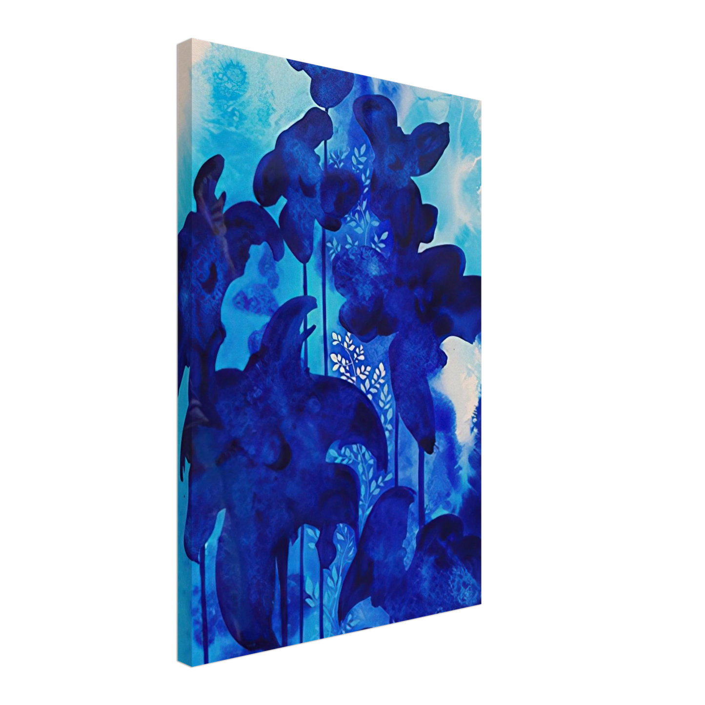 Eyvind Earle - Blue Floral Canvas - 70x100 cm / 28x40 inches-canvas