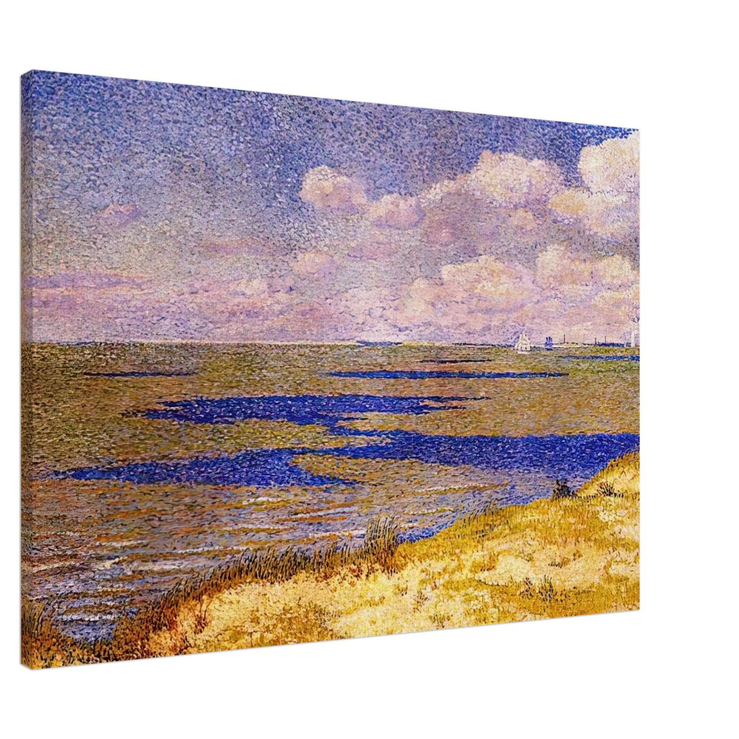 Theo van Rysselberghe - VIEW OF THE RIVER SCHELDT 1893 Canvas - 20x30 cm / 8x12 inches-canvas
