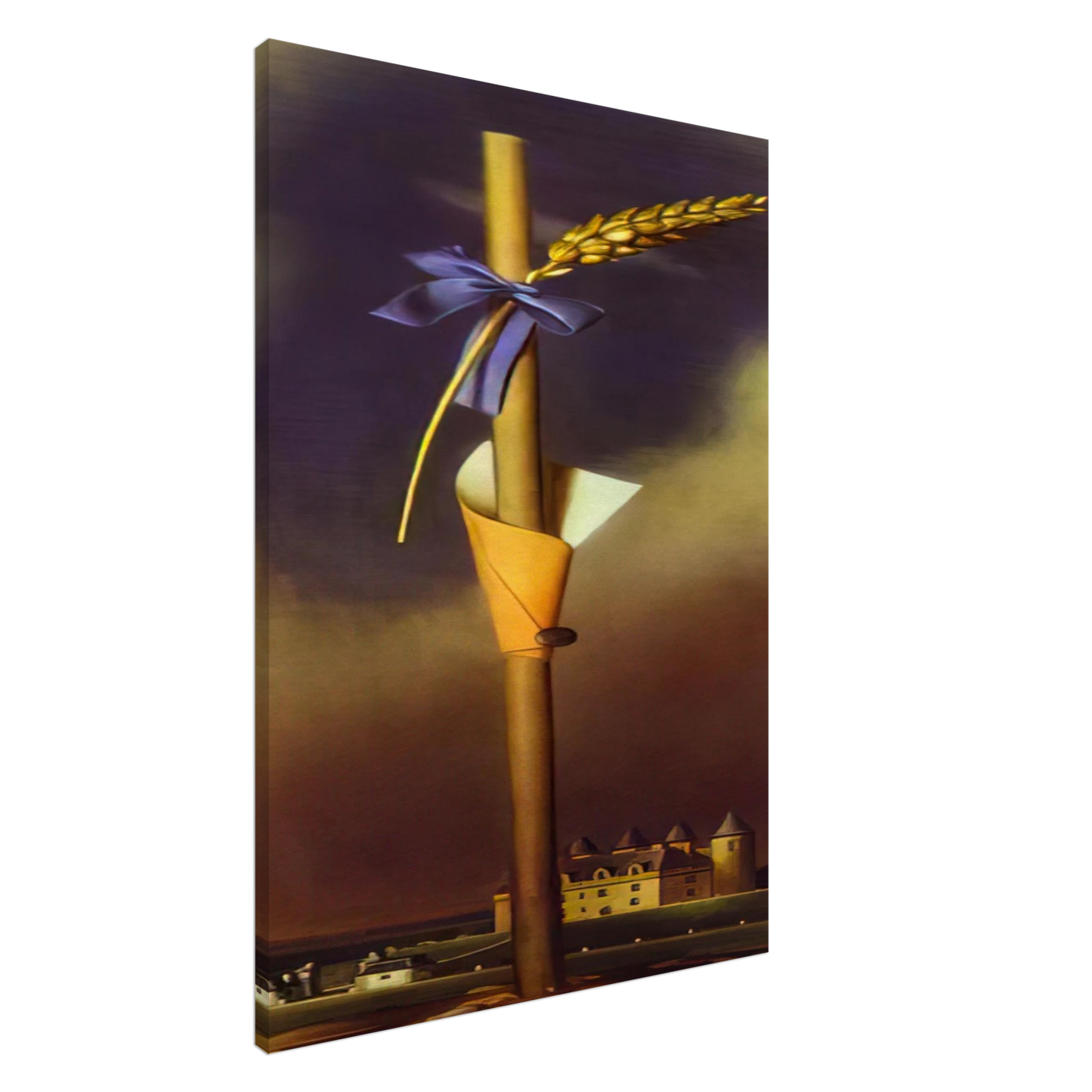 Salvador Dali - BLUE KNOT AND EAR OF WHEAT NEXT TO THE CASTLE Canvas - 20x30 cm / 8x12 inches-canvas