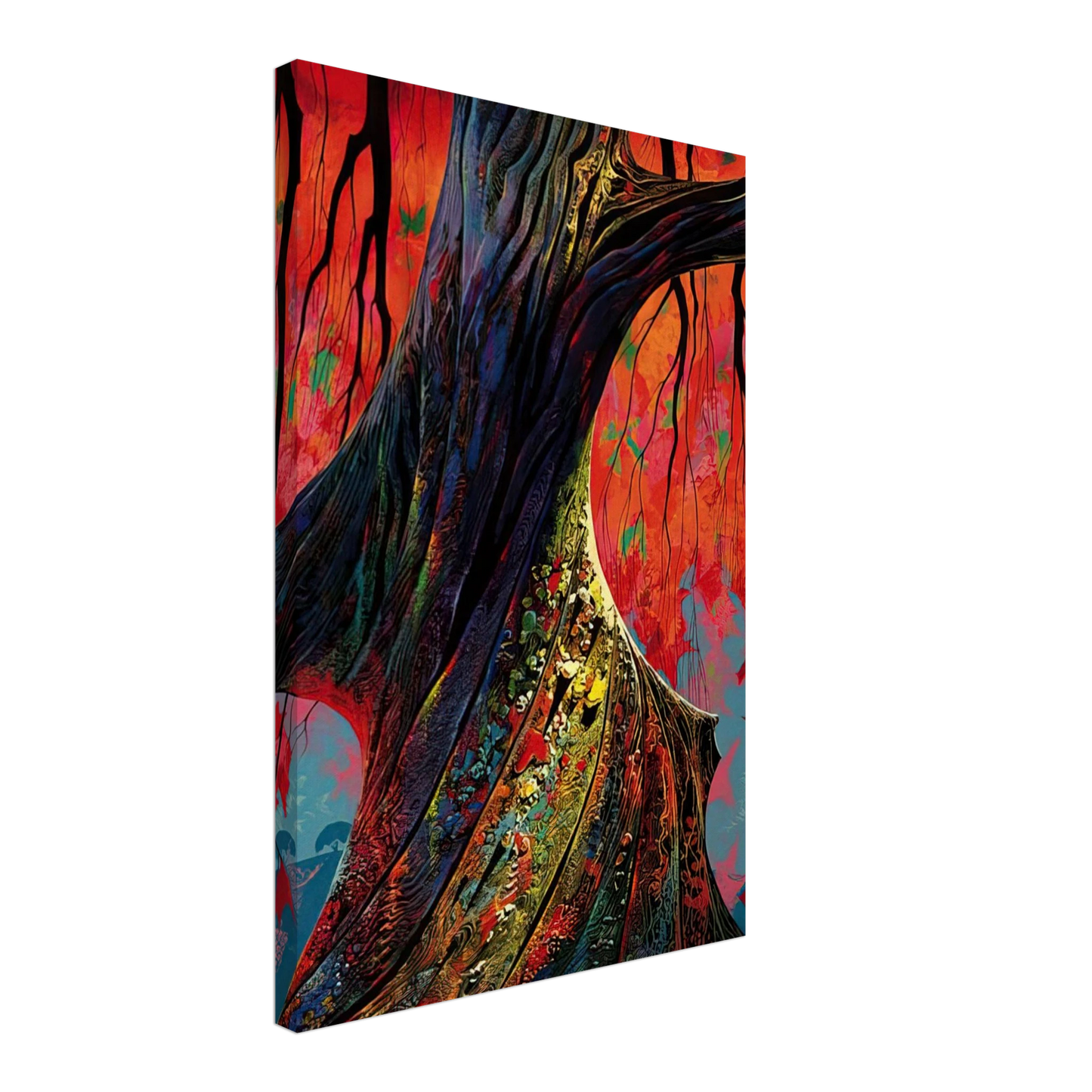 Eyvind Earle - Fire red and gold Canvas - 70x100 cm / 28x40 inches-canvas