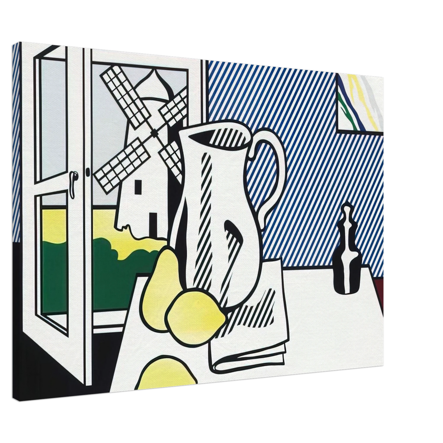 Roy Lichtenstein - STILL LIFE WITH WINDMILL 1974 Canvas - 20x30 cm / 8x12 inches-canvas
