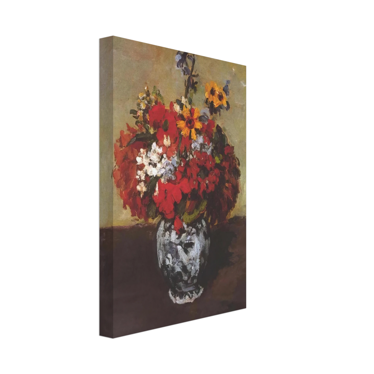 Paul Cezanne - Dahlias In A Delft Vase Canvas - 40x60 cm / 16x24 inches-canvas