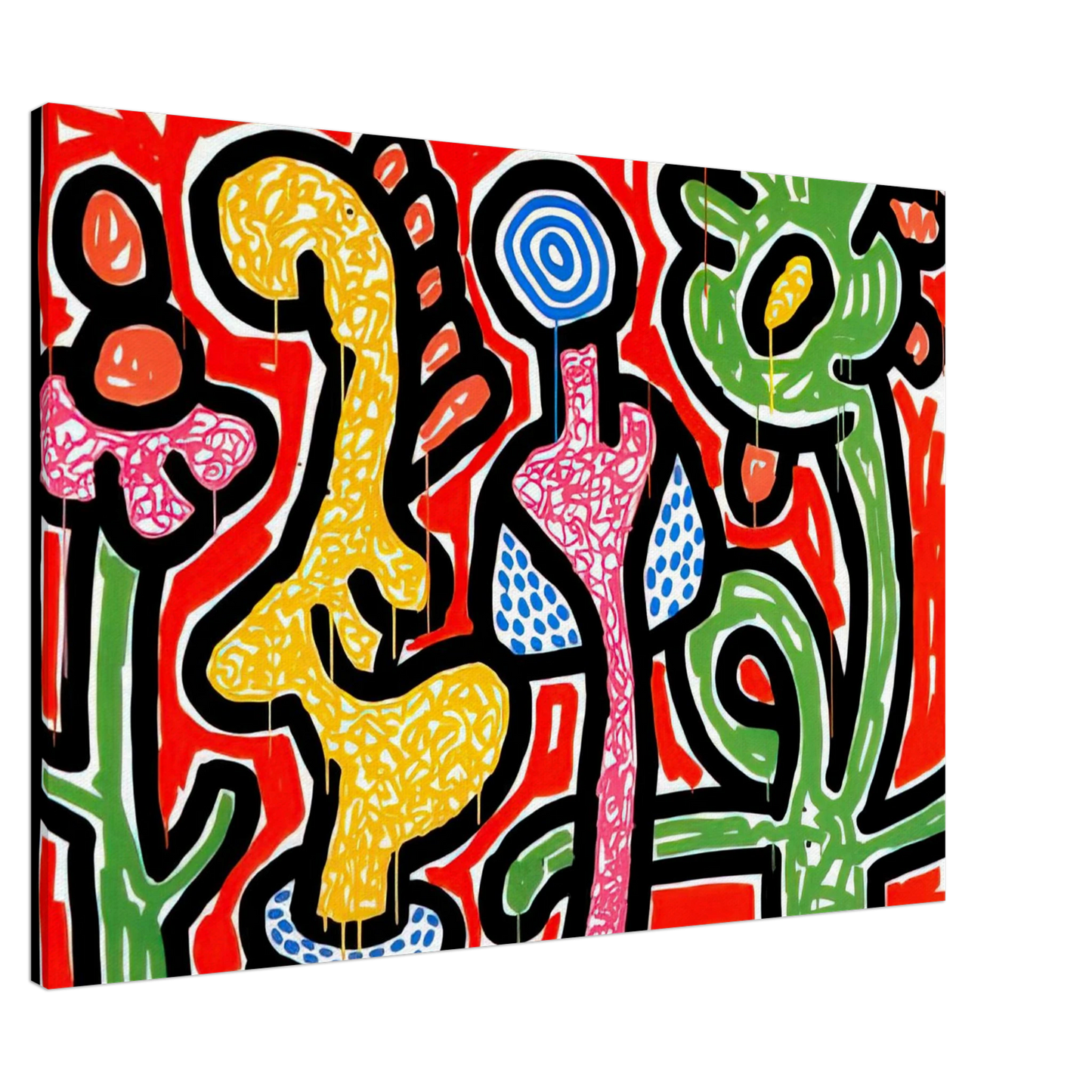 Keith Haring - FLOWERS IV 1990 Canvas - 20x30 cm / 8x12 inches-canvas