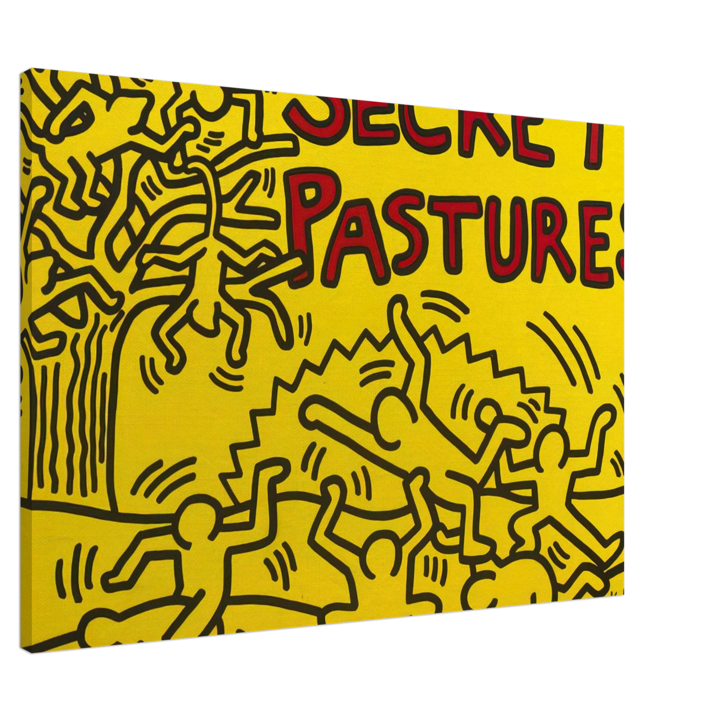 Keith Haring - A POSTER FOR THE BILL T JONES AND ARNIE ZANE PERFORMANCE PIECE SECRET PASTURES 1984 Canvas - 20x30 cm / 8x12 inches-canvas
