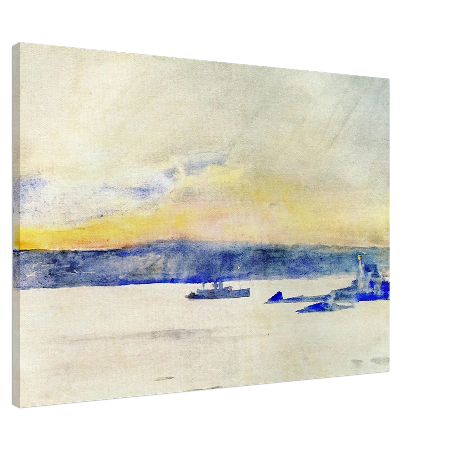 Childe Hassam - Afterglow, Gloucester Harbor aka Ten Pound Island LIght Canvas - 20x30 cm / 8x12 inches-canvas