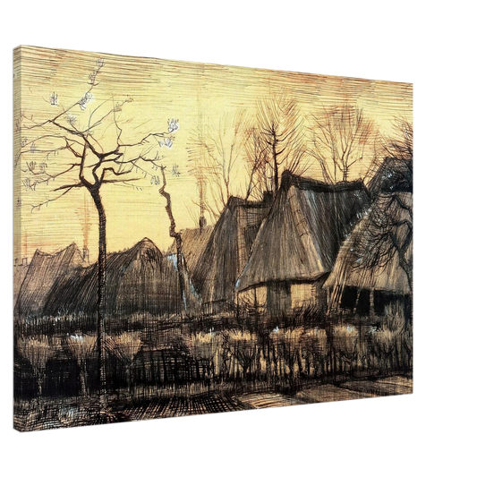 Vincent van Gogh - Houses with Thatched Roofs Canvas - 20x30 cm / 8x12 inches-canvas