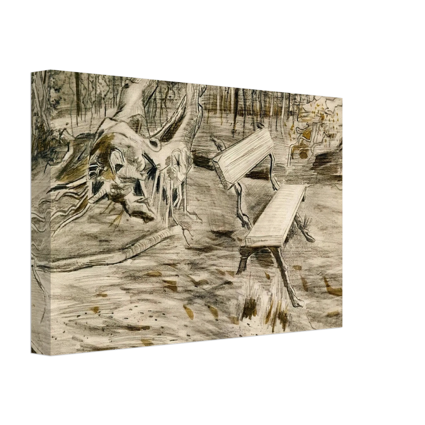 Vincent van Gogh - The Bench Canvas - 70x100 cm / 28x40 inches-canvas