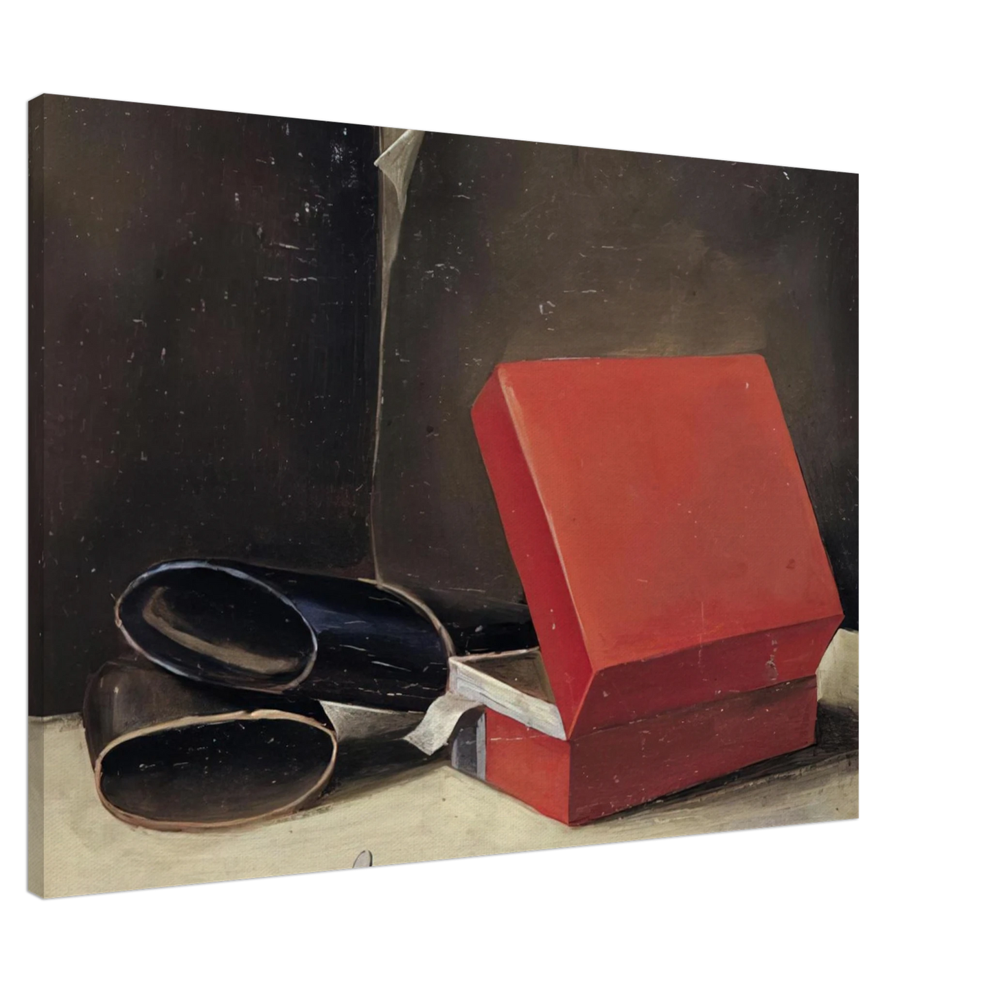 Julius Bissier - Scatola rossa con astuccio per occhiali - 1923 Canvas - 20x30 cm / 8x12 inches-canvas
