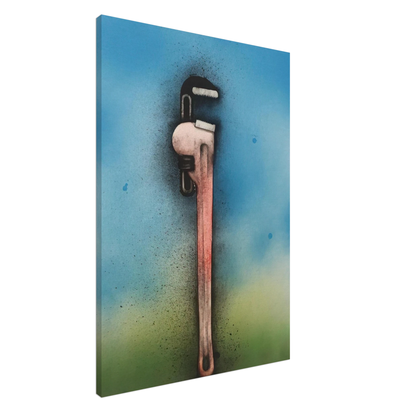 Jim Dine - BIG RED WRENCH IN A LANDSCAPE 1973 Canvas - 20x30 cm / 8x12 inches-canvas