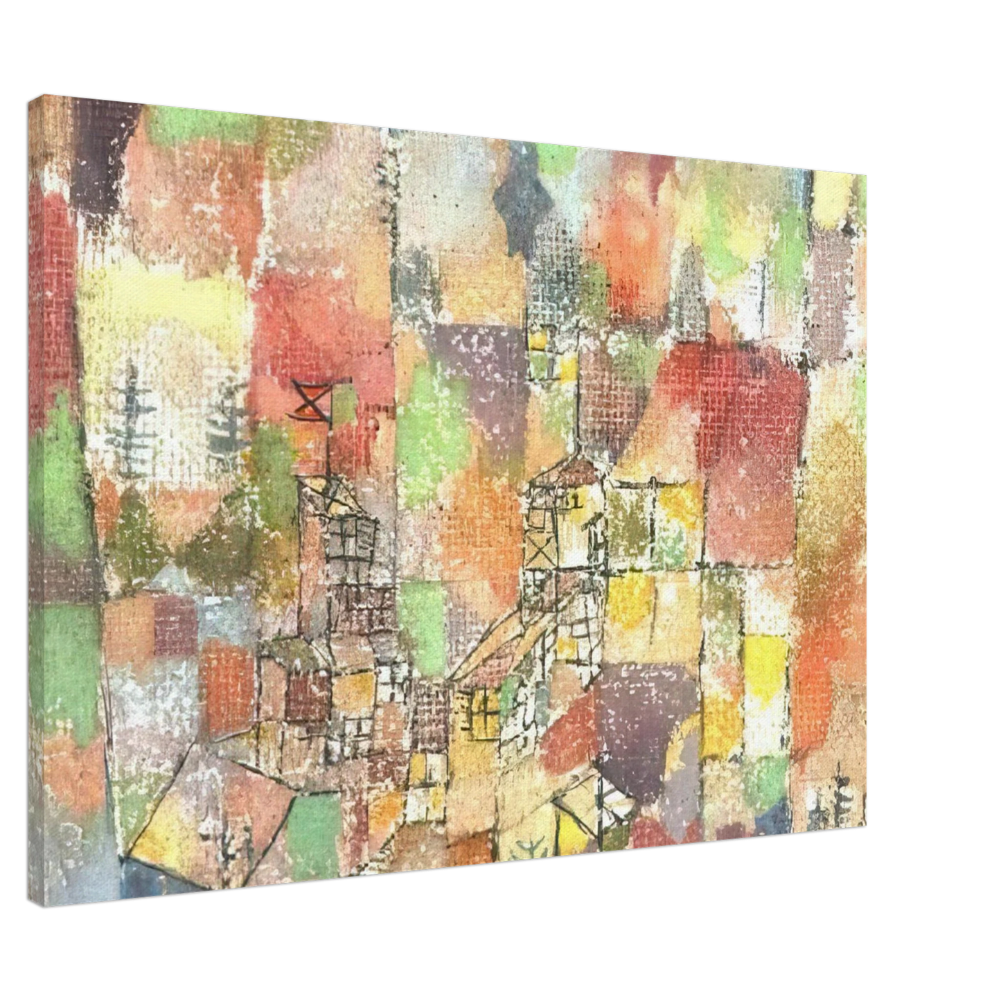 Paul Klee - TWO COUNTRY HOUSES 1918 Canvas - 20x30 cm / 8x12 inches-canvas