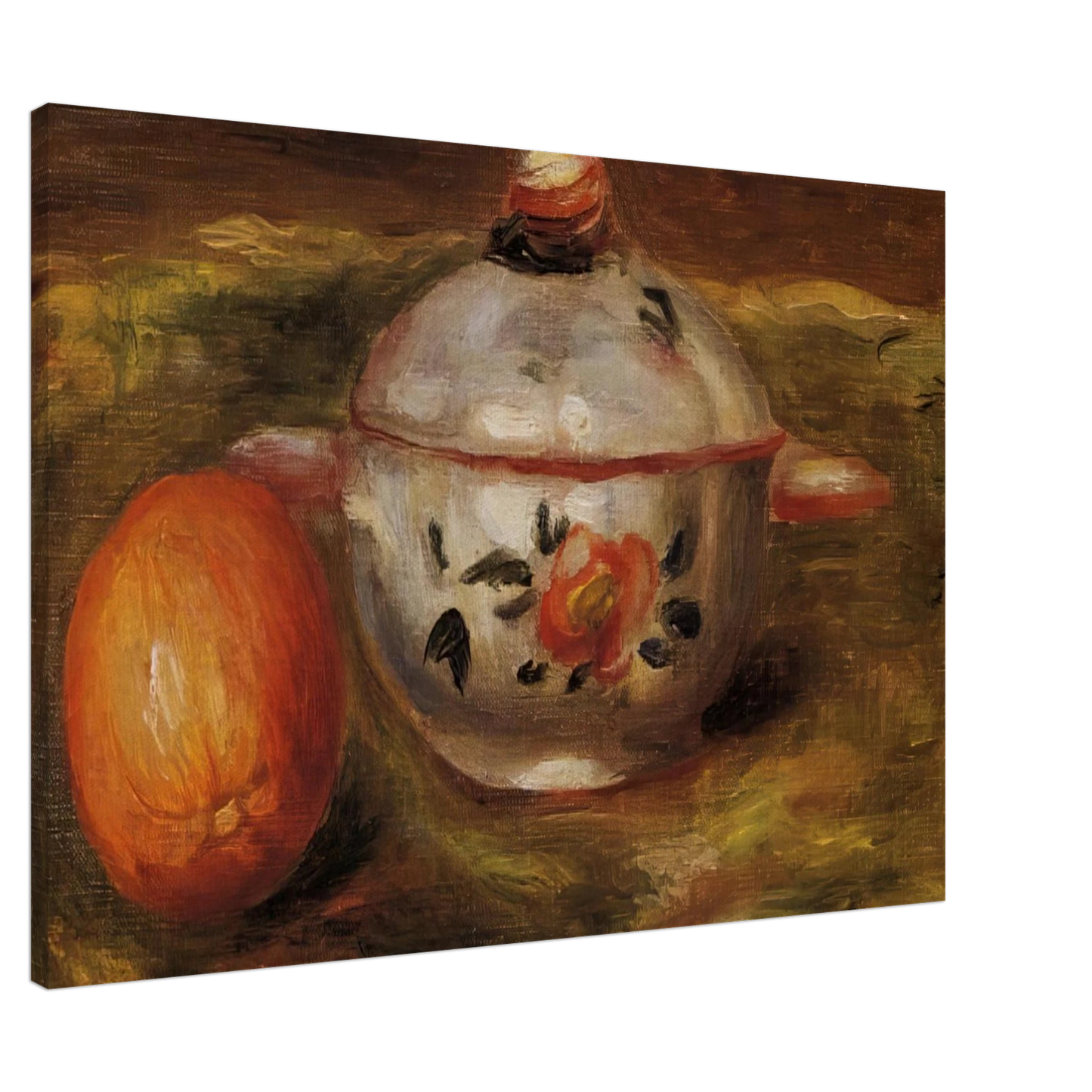 Pierre-Auguste Renoir - Still Life with Orange and Sugar Bowl Canvas - 20x30 cm / 8x12 inches-canvas