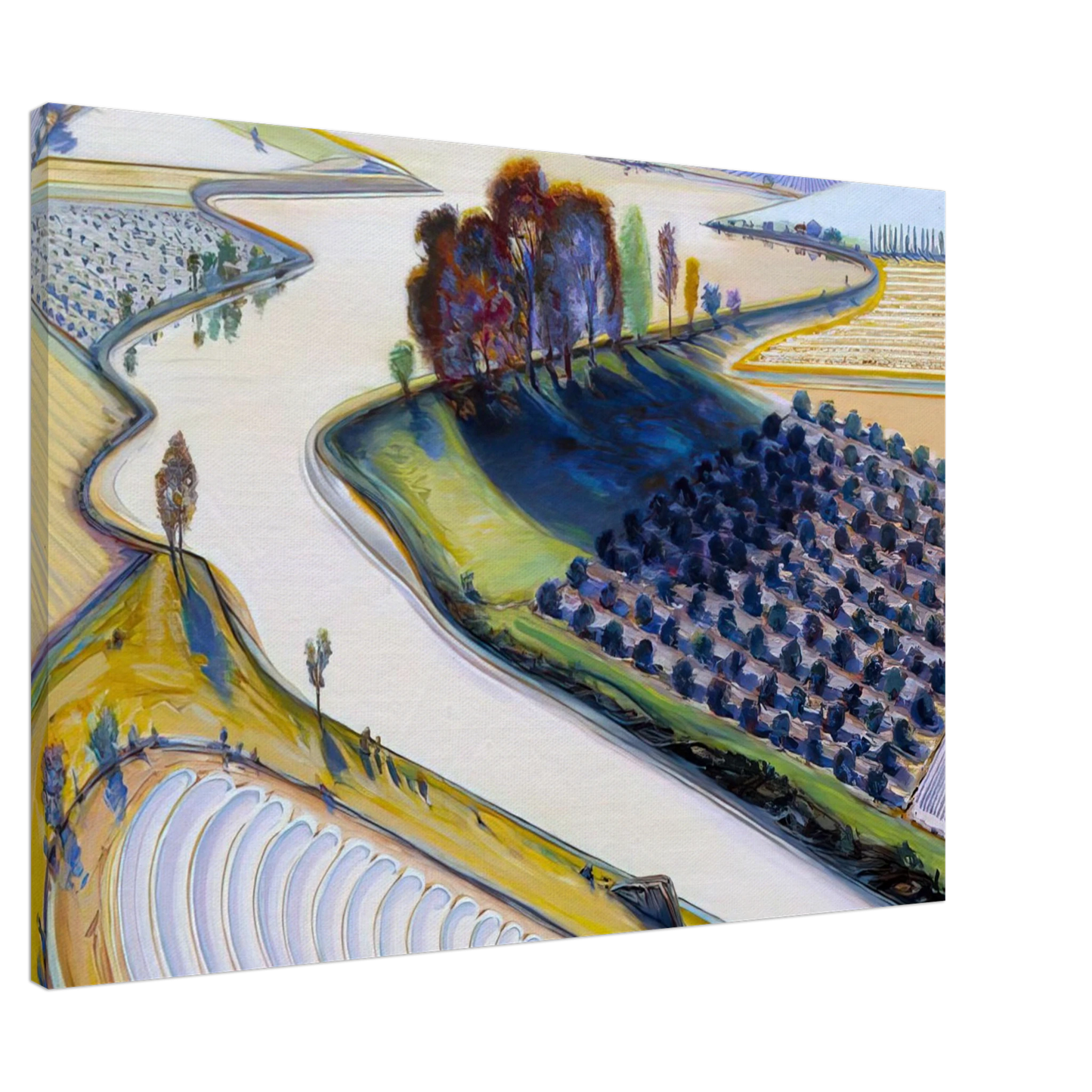Wayne Thiebaud - Flatland River - 1997 Canvas - 20x30 cm / 8x12 inches-canvas