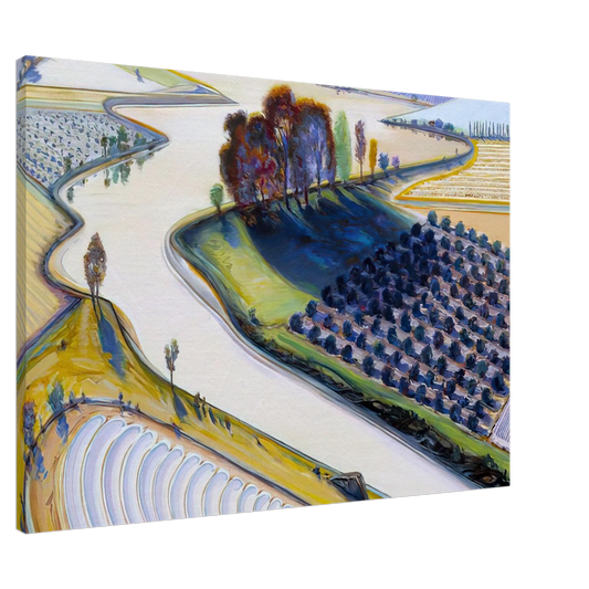 Wayne Thiebaud - Flatland River - 1997 Canvas - 20x30 cm / 8x12 inches-canvas