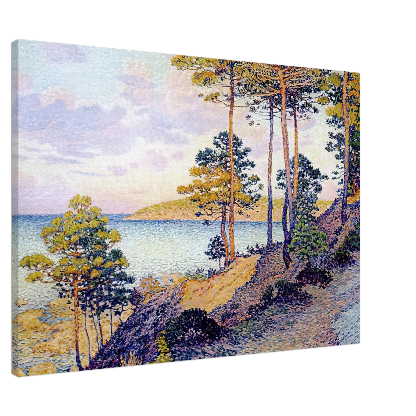 Theo van Rysselberghe - THE POINTE ST PIERRE AT ST TROPEZ 1896 Canvas - 20x30 cm / 8x12 inches-canvas