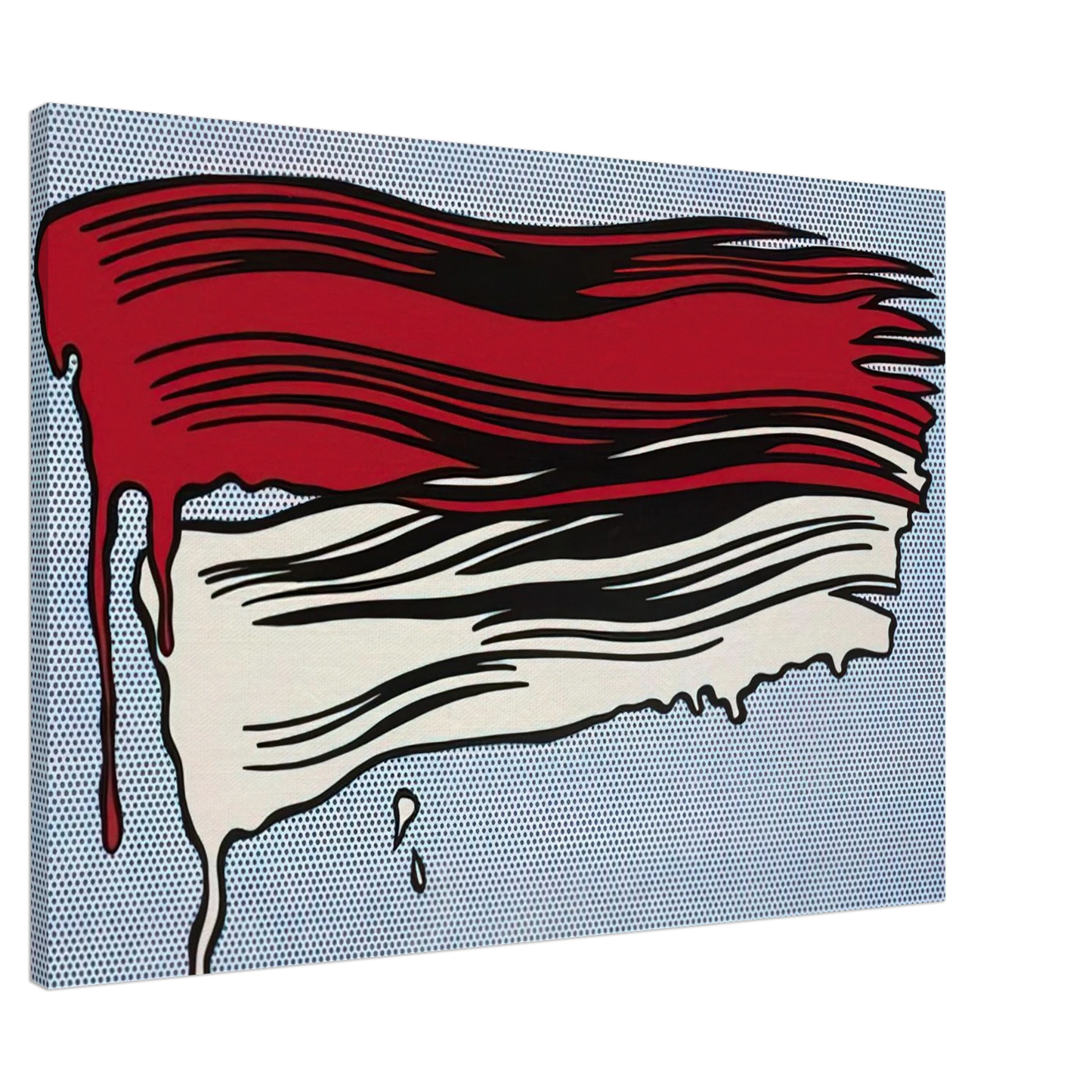 Roy Lichtenstein - RED AND WHITE BRUSHSTROKES 1965 Canvas - 20x30 cm / 8x12 inches-canvas