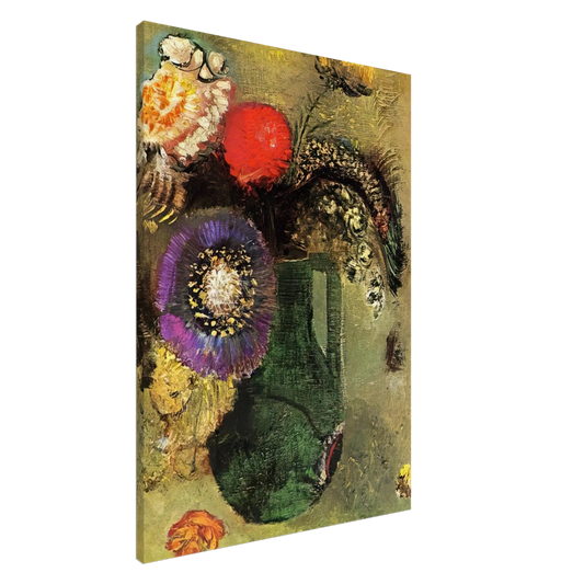 Odilon Redon - FLOWERS IN GREEN VASE WITH HANDLES Canvas - 20x30 cm / 8x12 inches-canvas