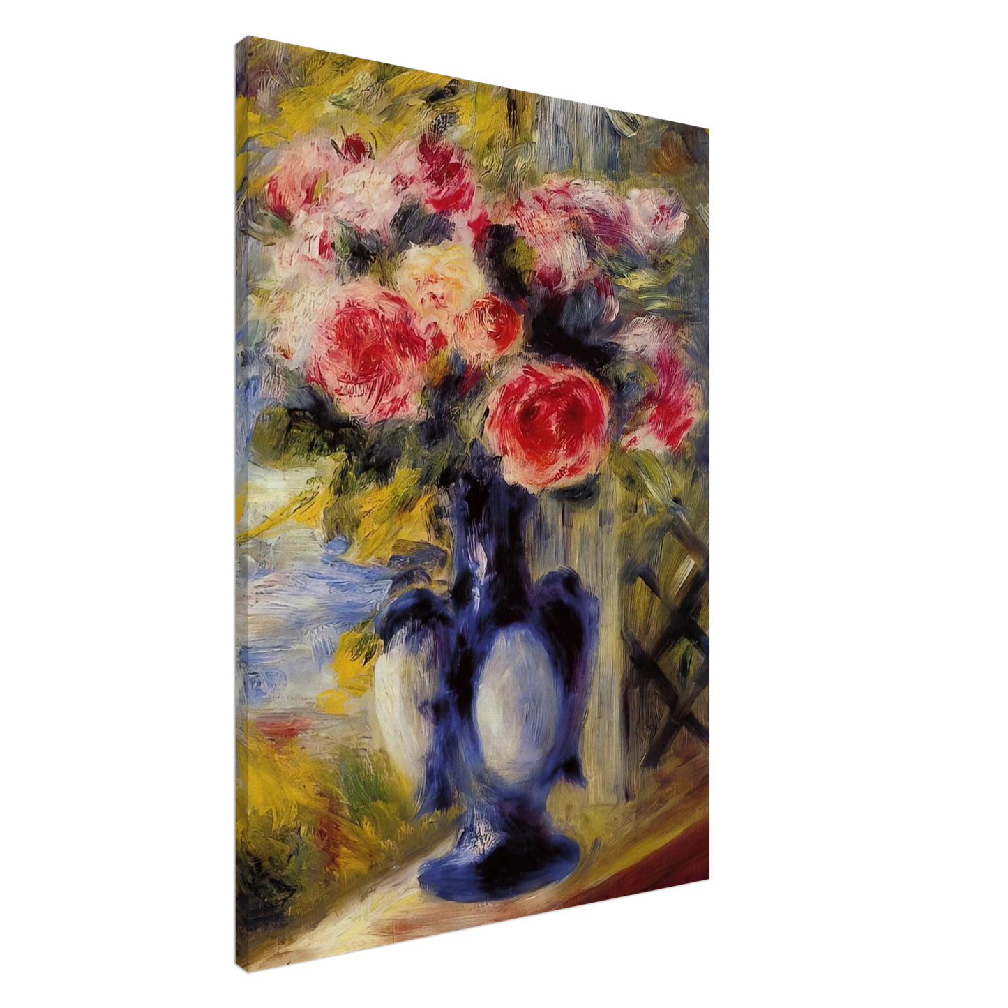 Pierre-Auguste Renoir - Bouquet of Roses in a Blue Vase Canvas - 20x30 cm / 8x12 inches-canvas