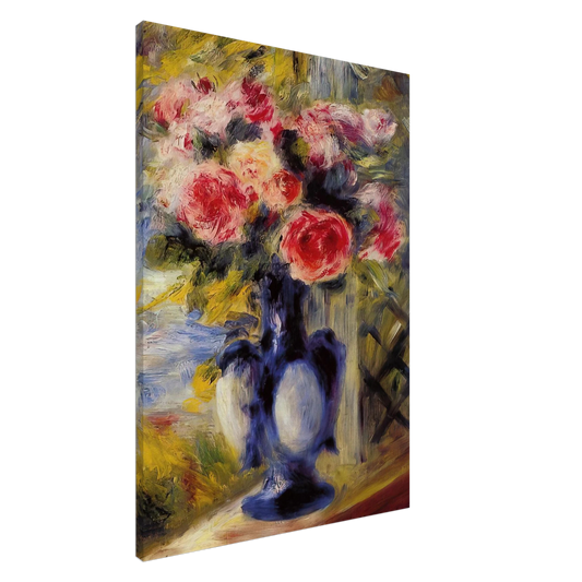 Pierre-Auguste Renoir - Bouquet of Roses in a Blue Vase Canvas - 20x30 cm / 8x12 inches-canvas