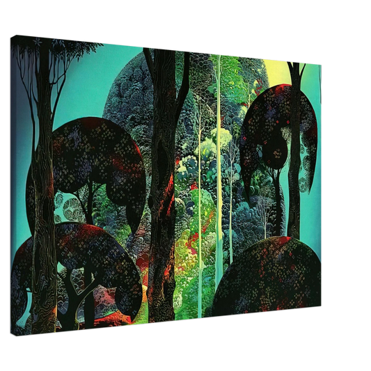 Eyvind Earle - Fired by Sun Canvas - 20x30 cm / 8x12 inches-canvas