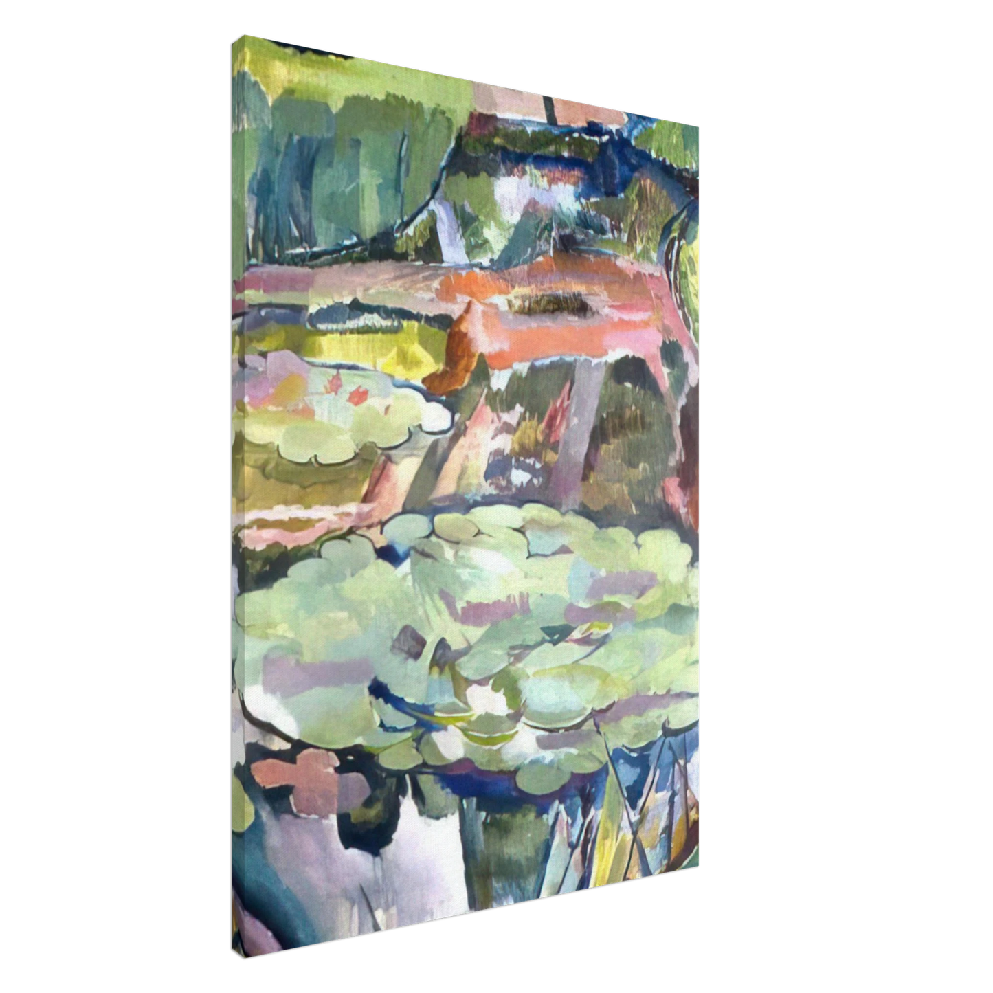 Vanessa Bell - LANDSCAPE WITH A POND AND WATER LILIES 1915 Canvas - 20x30 cm / 8x12 inches-canvas