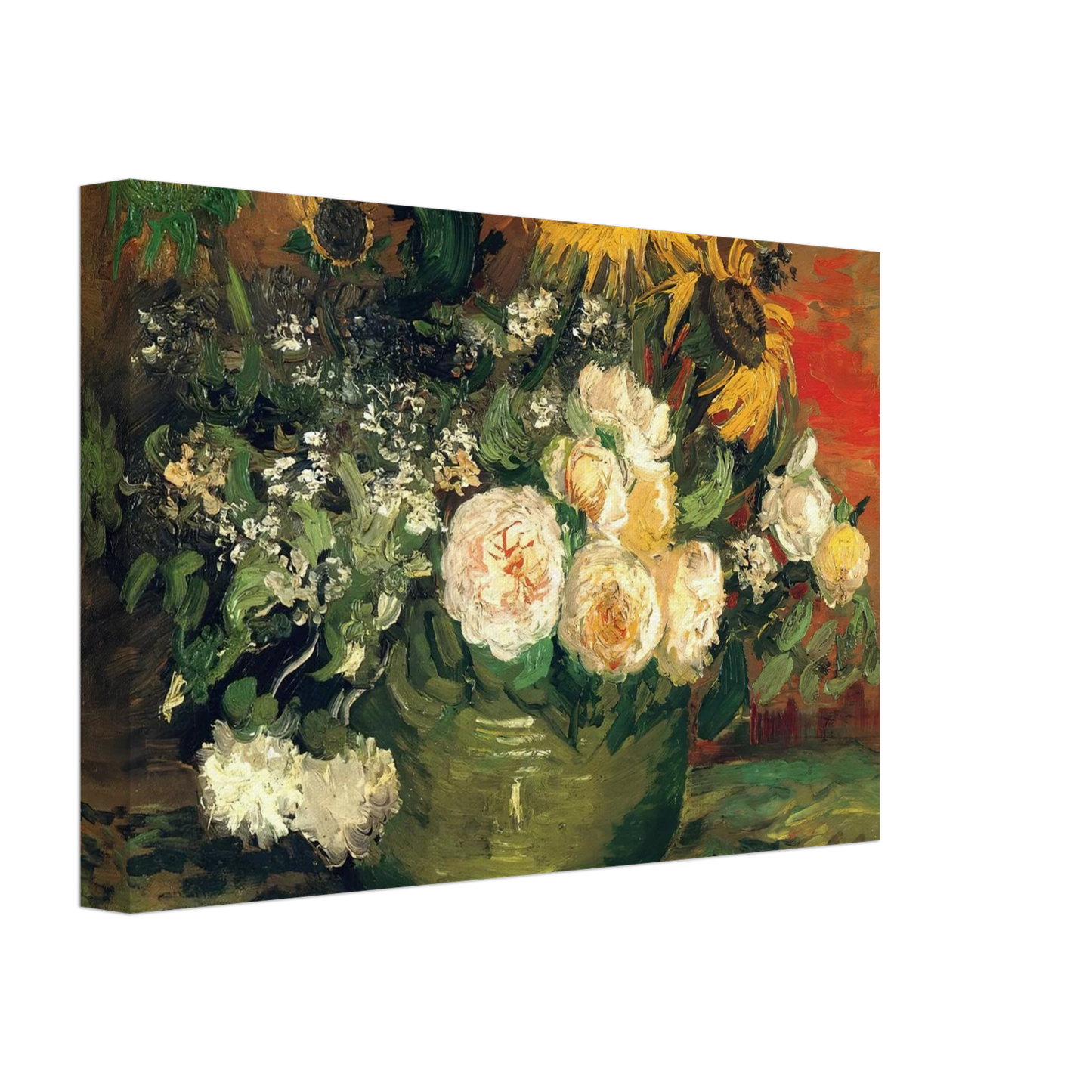 Vincent van Gogh - Still Life with Roses and Sunflowers Canvas - 40x60 cm / 16x24 inches-canvas