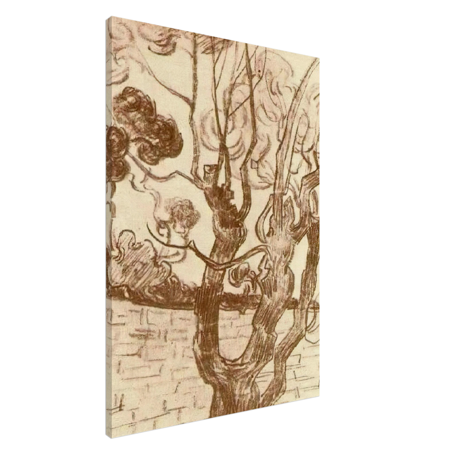 Vincent van Gogh - Treetop Seen against the Wall of the Asylum Canvas - 20x30 cm / 8x12 inches-canvas