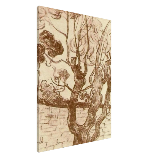 Vincent van Gogh - Treetop Seen against the Wall of the Asylum Canvas - 20x30 cm / 8x12 inches-canvas