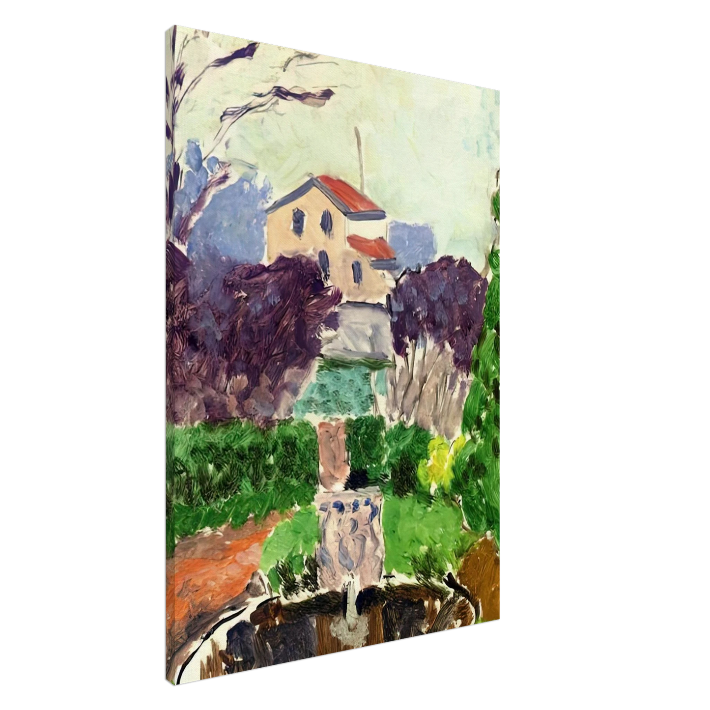 Henri Matisse - THE ARTIST S GARDEN AT ISSY LES MOULINEAUX 1918 Canvas - 20x30 cm / 8x12 inches-canvas