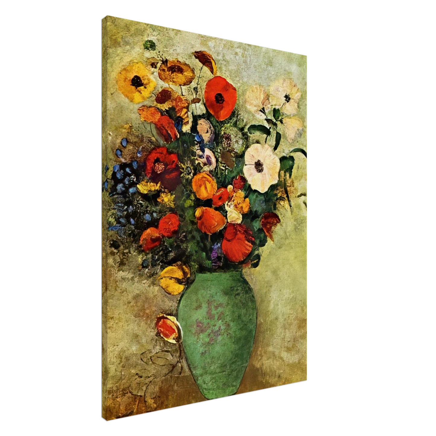 Odilon Redon - BOUQUET OF FLOWERS IN A GREEN VASE Canvas - 20x30 cm / 8x12 inches-canvas