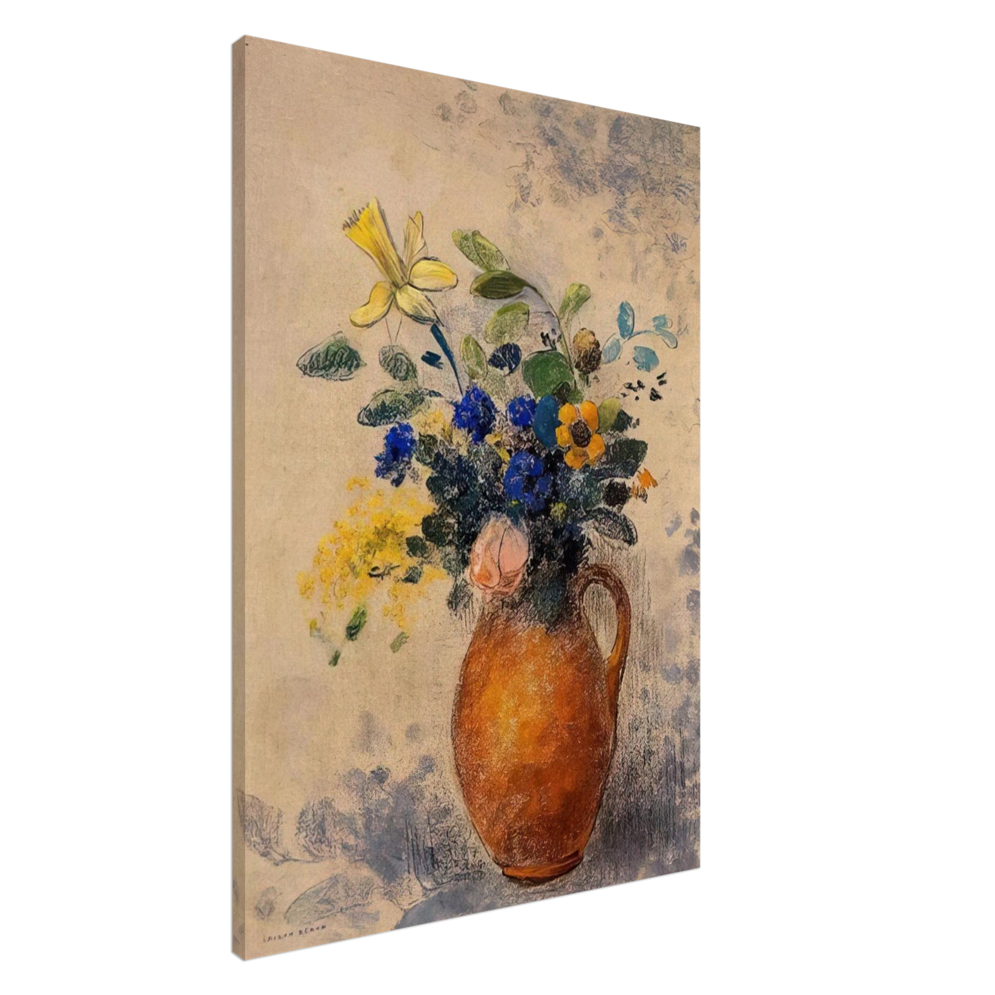 Odilon Redon - VASE OF FLOWERS 1908 Canvas - 20x30 cm / 8x12 inches-canvas