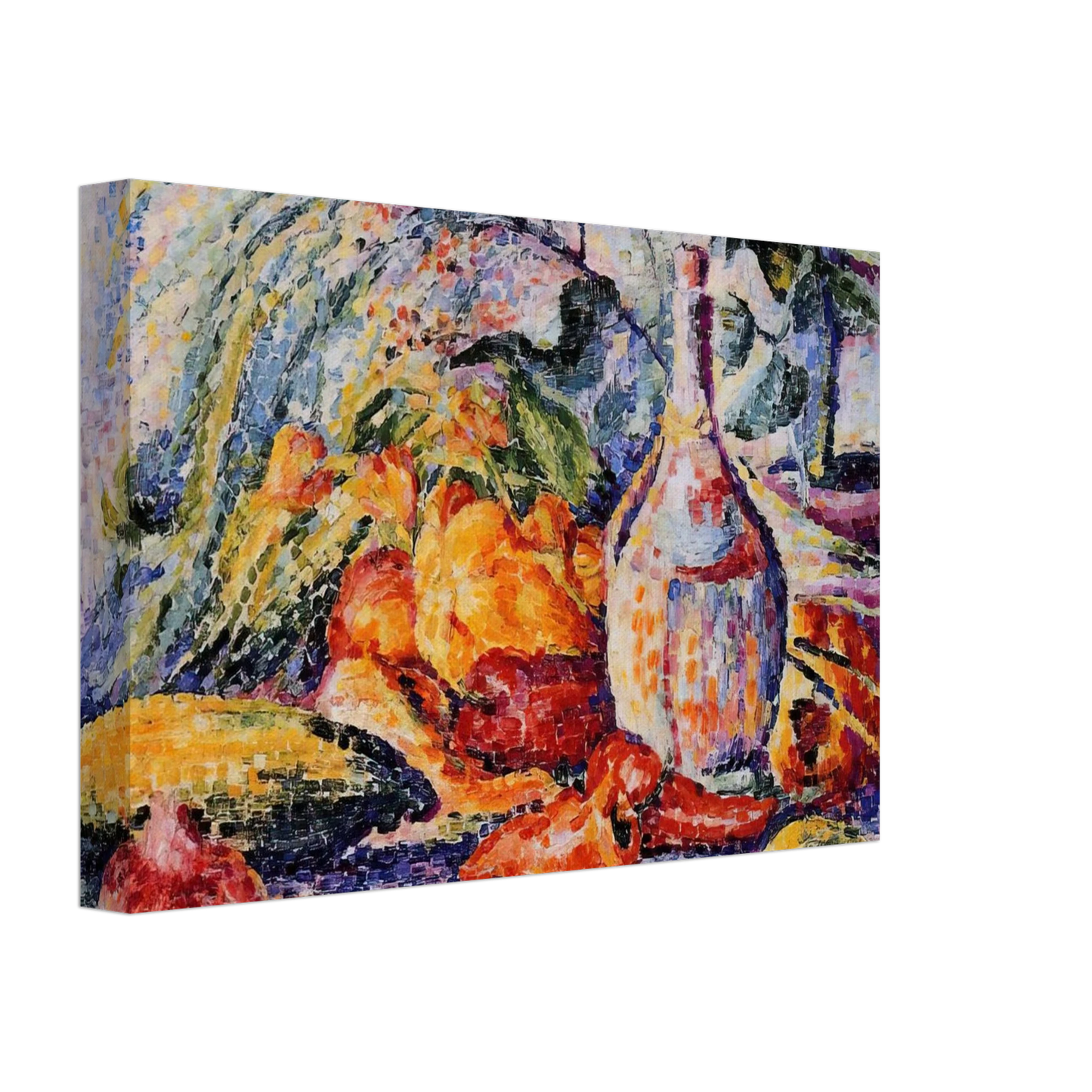 Henri-Edmond Cross - Still Life with Bottle of Wine Canvas - 40x60 cm / 16x24 inches-canvas
